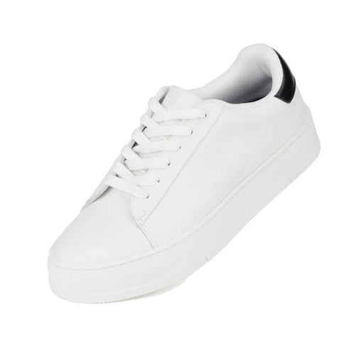 Rollies Womens Courtclub All White Black Leather Trainer